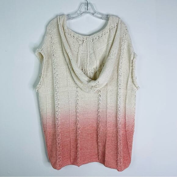 Moth cream pink crochet boho coastal hoodie fringe oversized sweater small/XS - Picture 9 of 9